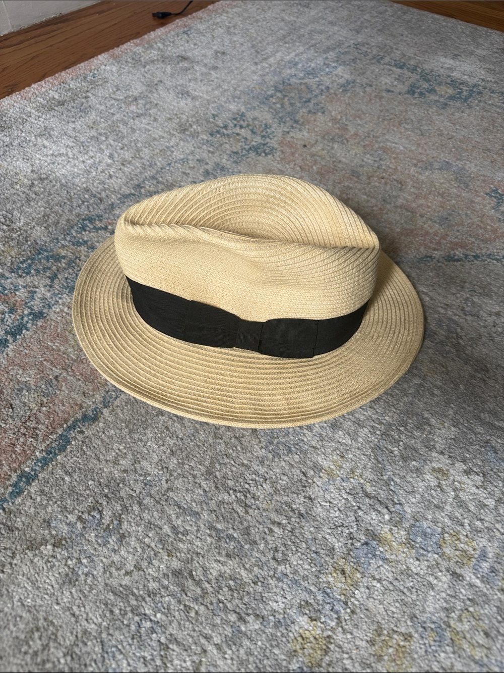 Straw Fedora Hat with Black Band - Classic Summer Accessory